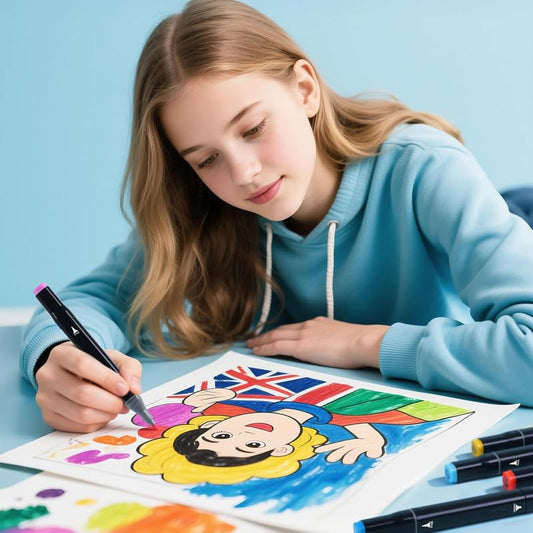 Dual Tip Colorful Art Markers 24 Colors Sketch Pens With Carry Bag For Painting Sketching Calligraphy Drawing,Chisel & Fine Tip Water Based Colouring Marker For Kids & Adult,Multicolor (24)